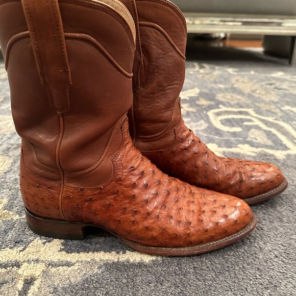 Tecovas Ostrich Roper Boots (the Duke); size 8.5D - Picture 2 of 4